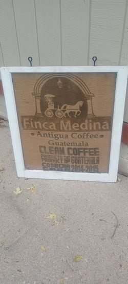Finca Medina Guatemala Coffee Burlap Framed Sign