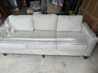 Modern Light Gray Fabric Sofa – Removable & Washable Cushions – $30