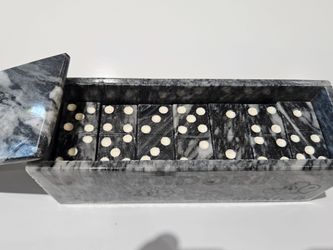 Marble Dominoes Game Set In Stone Storage Box Bufadora Mexico Souvenir Complete