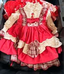 Red Lolita Dress with Strawberry Buttons and Plaid Accents