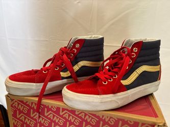Vans SK8-Hi High-Top Sneakers Red Navy Gold