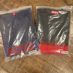 Supreme FW25’ Crushed Stripe Sweater navy M, red L