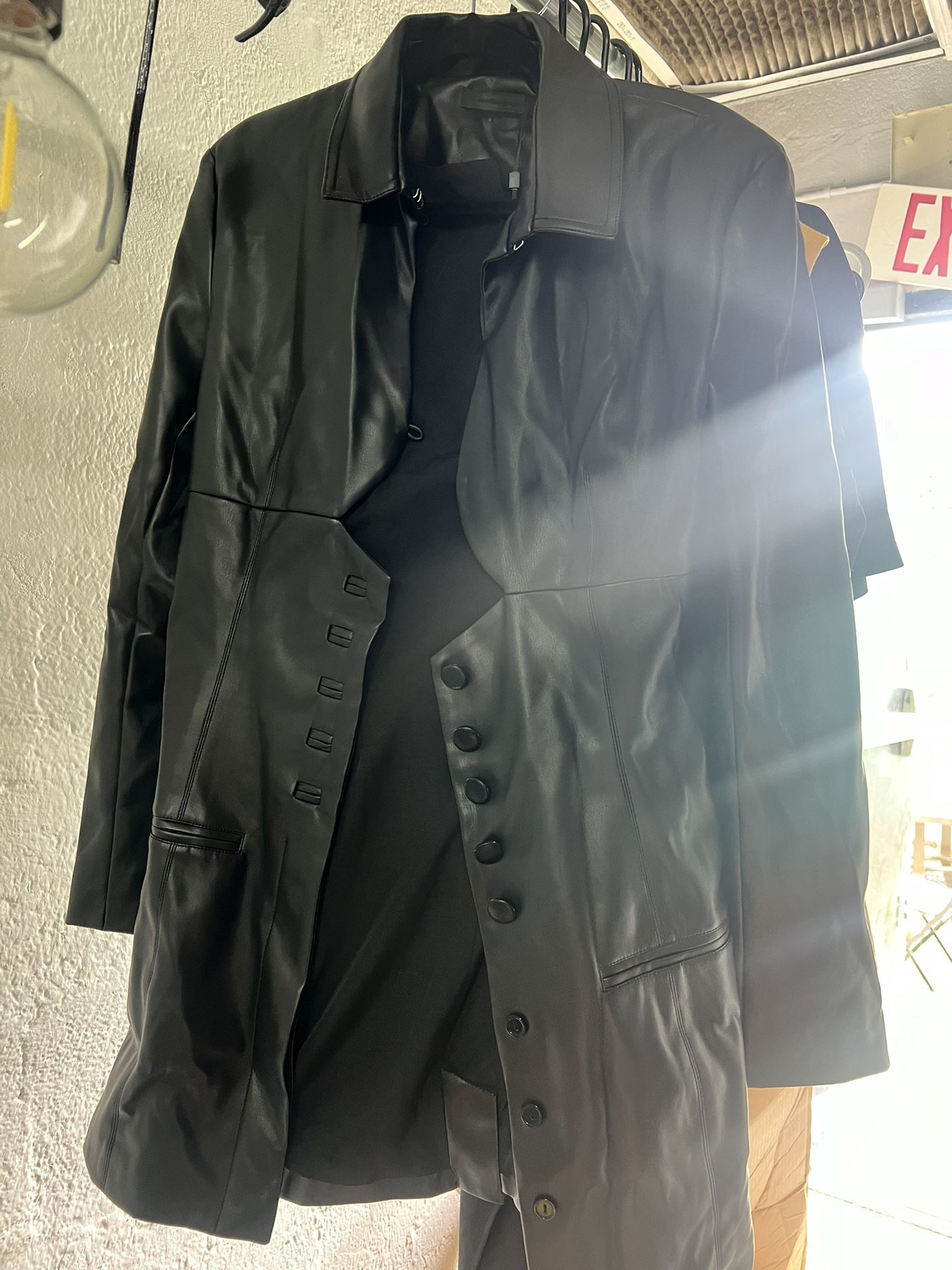 Brand New Leather Jacket Or Dress In Size XL Euro