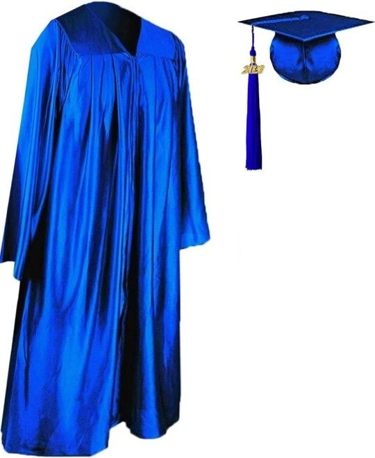 Perfect Cap And Gown, Shiny Blue, Unisex,Great Costume Also