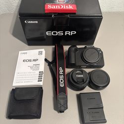 Canon EOS RP (Mirrorless) DSLR Camera, Canon EF Lems 50mm 1:1.8 STM, Canon Mount Adapter, & SanDisk 64 GB Card