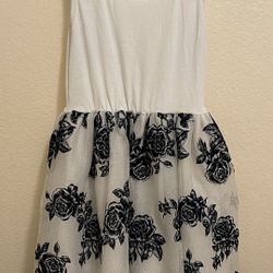 Dark Blue & White Floral Dress / Dark Blue Top