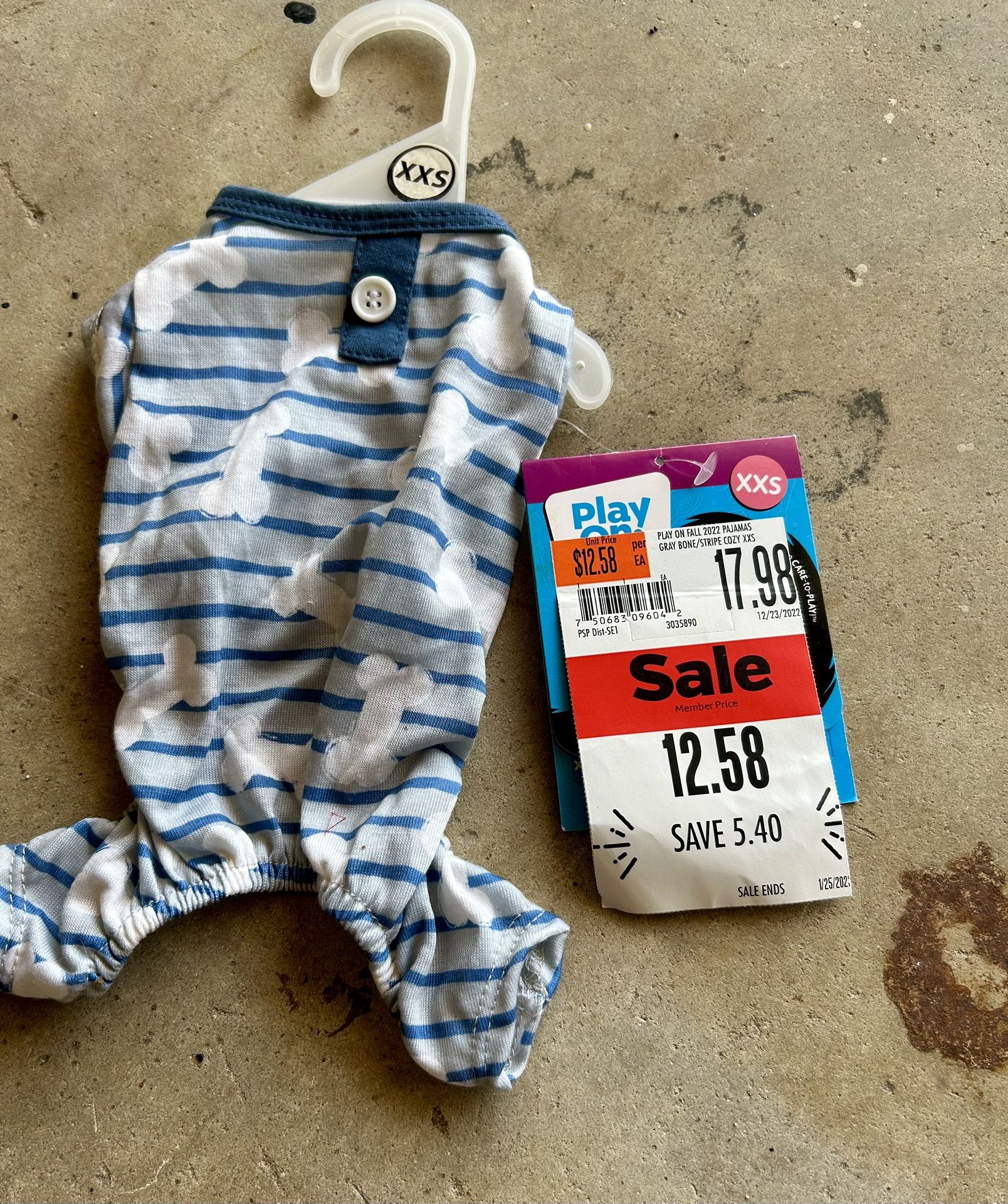 XXS 2x small dog pajamas new blue stripe
