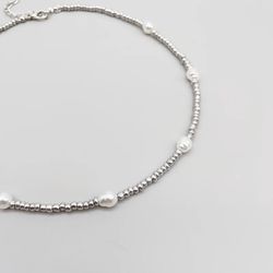 Silver Beads Pearl Women Necklace Fashion New Korean Sweet Female Neck Thumbnail