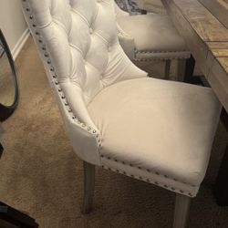 Beige Tufted Dining Chairs - Set Of 6
