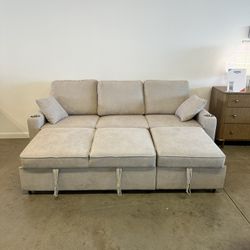 Sleeper Sofa Bed Couch Chaise With Pull Out Chaise & Sleeping Mechanism— FREE Delivery