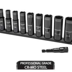 Husky 3/8 in. Drive Thin Wall SAE Deep 6-Point Impact Socket Set (10-Piece) @tools-186