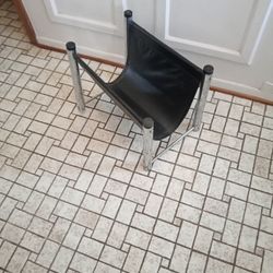 Magazine And Newspaper Organizer Rack/ Black Leather And Stainless Steel
