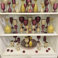 Set Of Decorative Glitter Candle Holder Decor