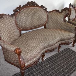  Antique Italian Style Couches set of three, 1 Long Couch ( Seats 3 People) And Two Side matching Couches That Seat 1 Person Each.