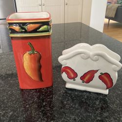 Ceramic Utensil & Napkin Holder