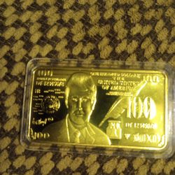 Donald Trump 24K Gold Plated $100 Bar - Collectable Coin/Bar