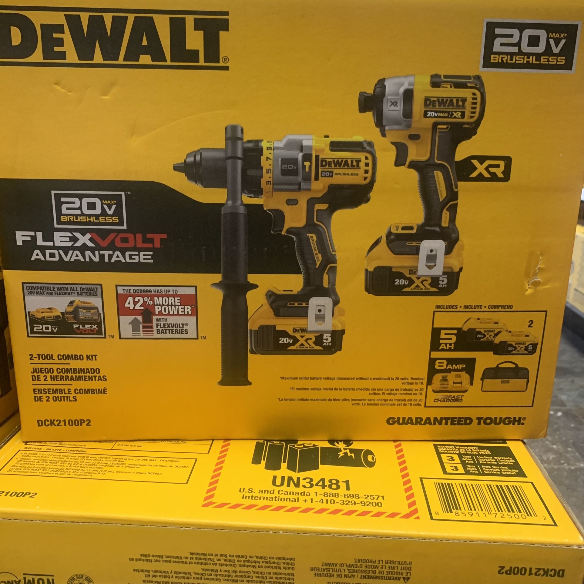 Dewalt New Kit Hammer Drill And Impact Batteries 5ah And Rápid Charger