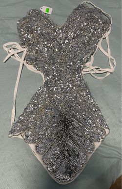 Silver Sequin Mini Dress with Tie Sides