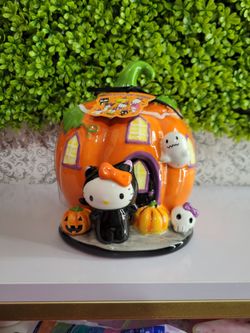 Hello Kitty Halloween Pumpkin Jar With Lid 2024 Blue Sky Ceramic Sculpted Jar