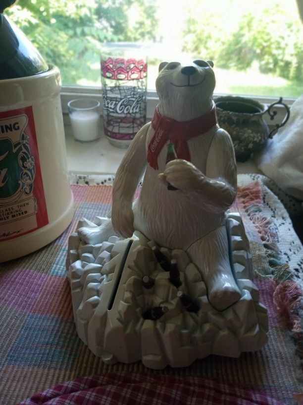 Coca-Cola Vintage Coin Bank Polar Bear Also Coca-Cola Lamp