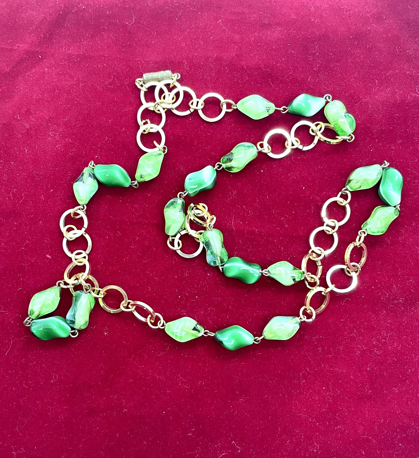 Green Vintage 22k Vermeil Necklace 339