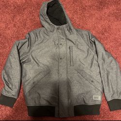 Men's Levi's Soft Shell Sherpa Lined Hooded Bomber Jacket Grey XL, Waterproof