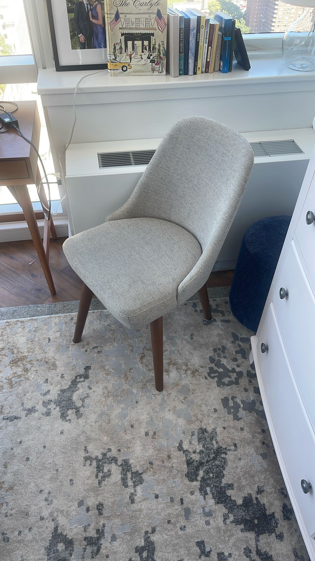 Grey West Elm Desk Chair With Wood Legs