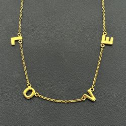 Jewelry 925 sterling silver necklace with four charms LOVE 18” 1mm