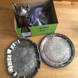 Vintage Lot 15 Glass Salt Pepper Shakers Sugar Spoon Jar Silver Teapot