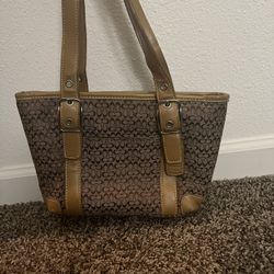 Coach Purse Vintage Classic Monogram Tote Shoulder Leather Bag