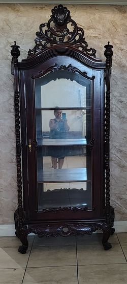 Mahogany Cherry Wood Curio Cabinet Antique