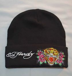Ed Hardy Tiger and Rose Black Beanie