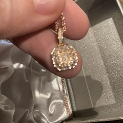 Natural Pink Diamond Cluster Pendant Necklace - new!