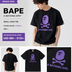 🦍 BAPE A Bathing Ape Graphic T-Shirt – Black/Purple