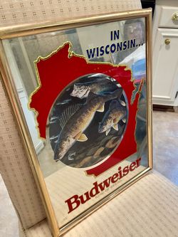 Brand new vintage 1991 Budweiser Wisconsin Bar Mirror