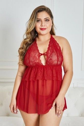 ❤Red Screaming Sexy Plus Size Lingerie