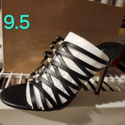 Super Cute Black Heels/ Size 9.5_ New_ $25 Cash Only/ Blue Diamond And Rainbow 