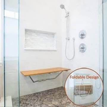 New 36" ADA Compliant Foldable Teak Wood Shower Seat Bench, 400lb capacity,