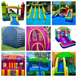 Waterslide and bounce houses