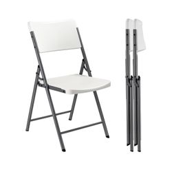 Portable Plastic Folding Chair, Indoor Outdoor Comfortable Sturdy Office Seat with Steel Frame, 350 lbs Capacity for Home, Party, Wedding, Garden, Sta