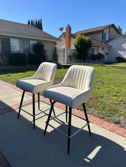 LUE BONA Metal-Frame Faux Leather Upholstered Bar Stools, 2 for $90