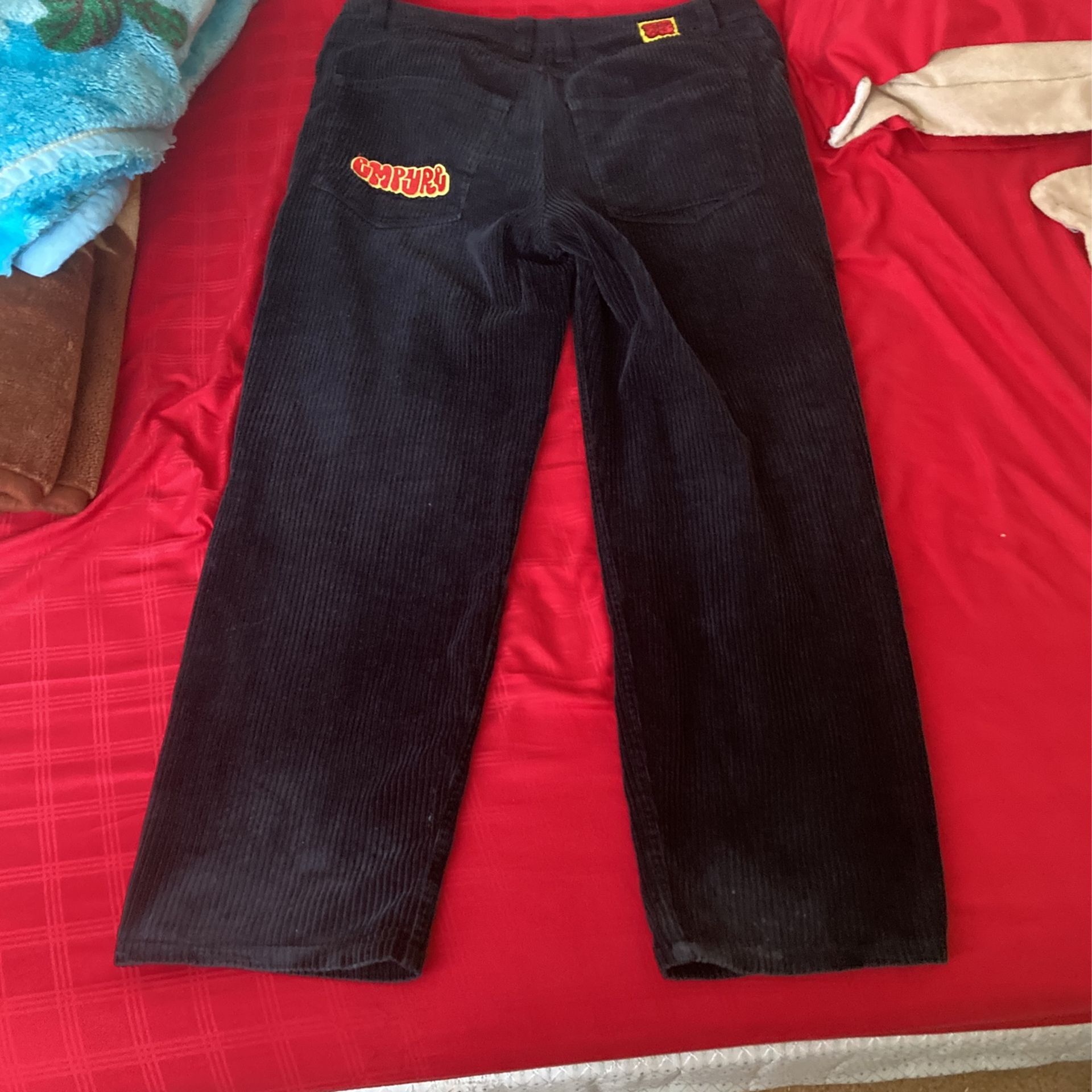 Black empire pants, size 28