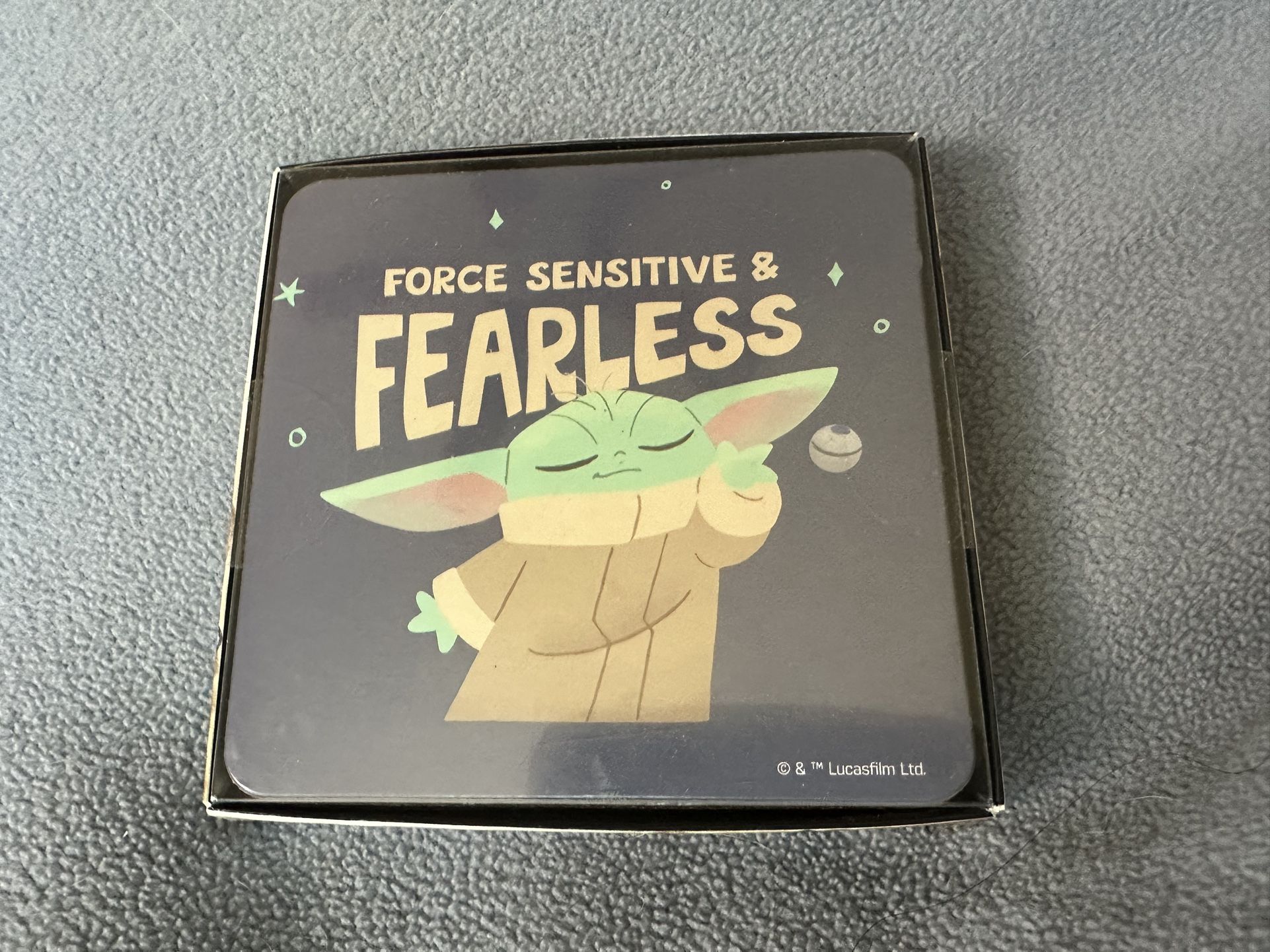 Disney Coaster Set with Blue and Yellow Baby Yoda Designs