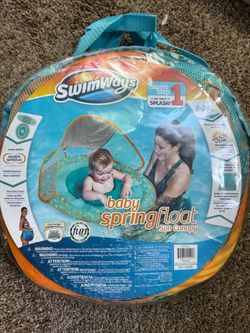SwimWays Baby Spring Float Pool Float with Canopy for Kids 9-24 Months