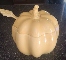Ceramic Pumpkin Soup Tureen with Ladle