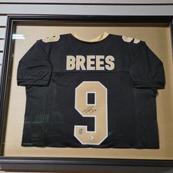 Signed Autograph Drew Brees New Orleans Saints Framed Football Jersey Display Piece
