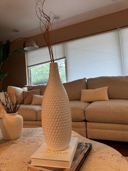 Large white textured vase
