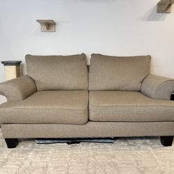 Loveseat Sofa - Beige, Woven Upholstery 