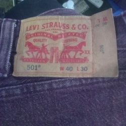 Levi 501 Jeans Size 40 Blank Red Tag On The Back Right Pocket