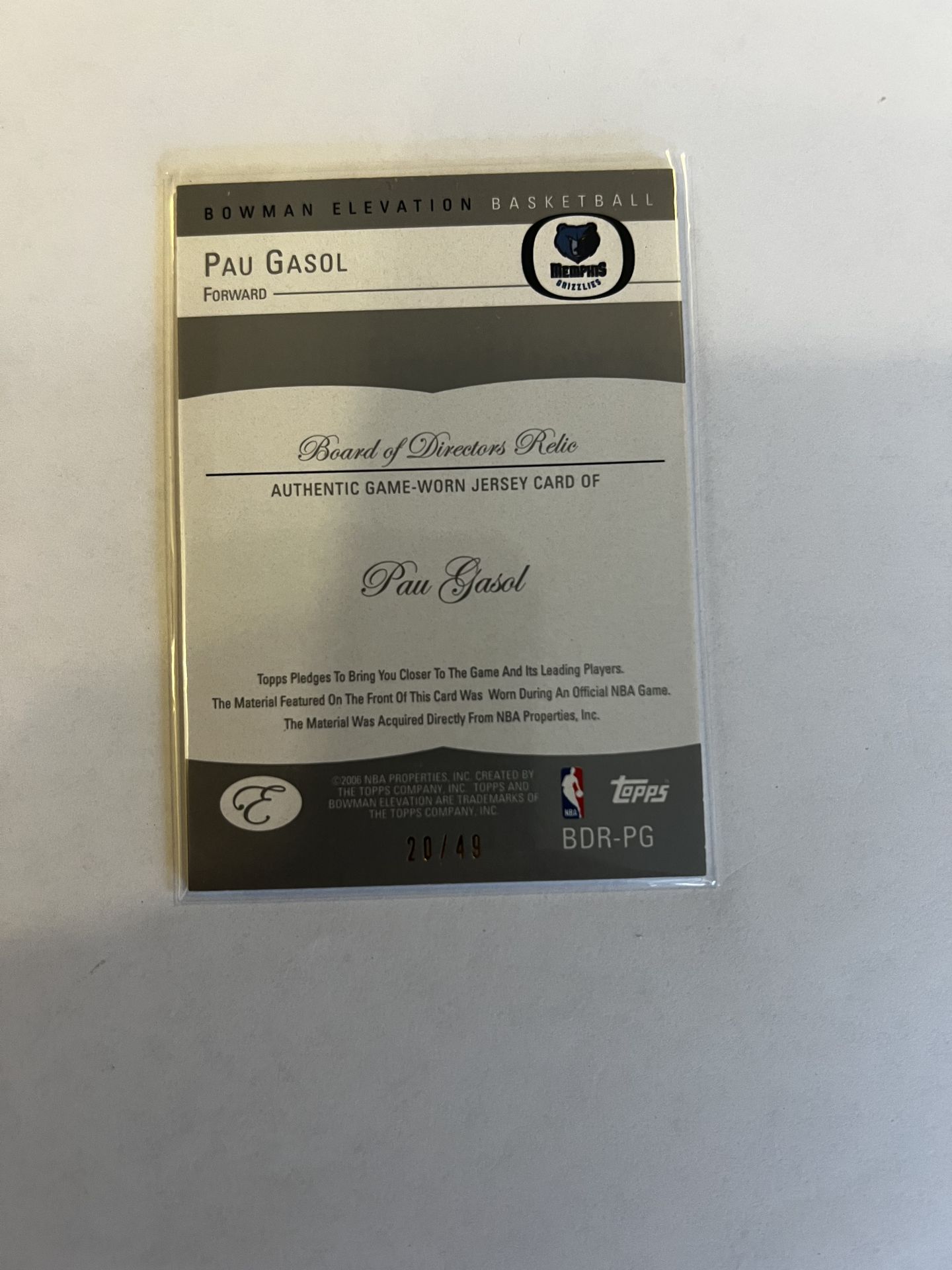 Pau Gasol Jersey Card /49